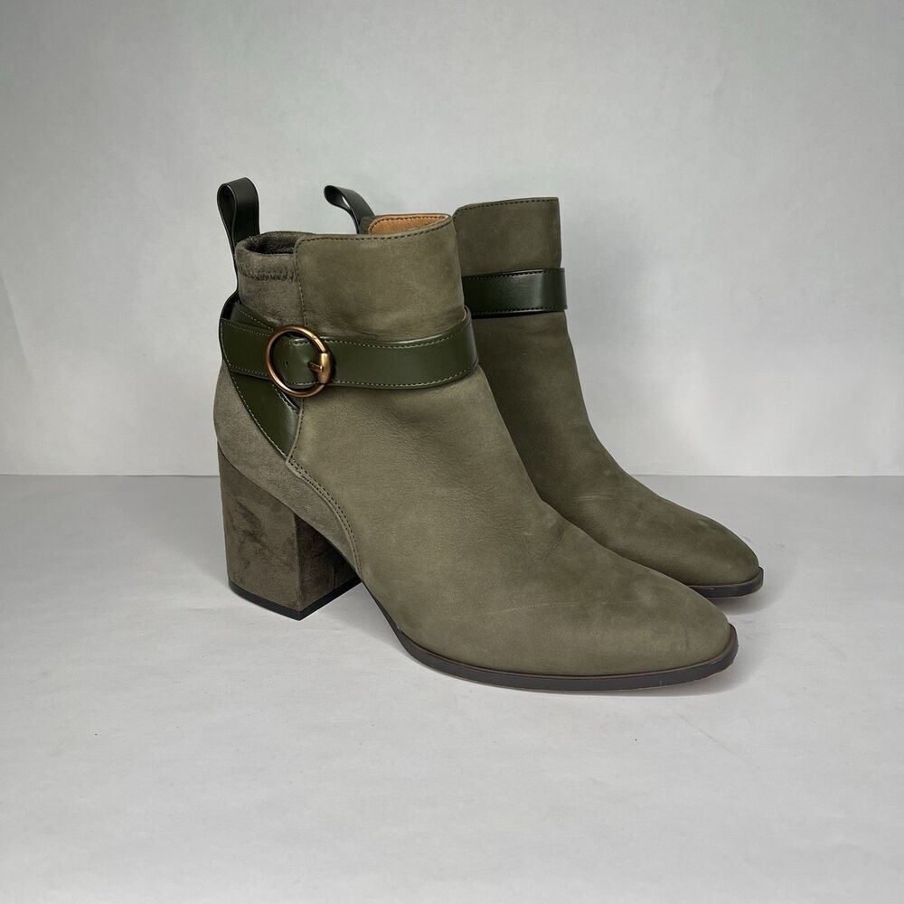 Vionic Tenley Women's Mid Shaft Ankle Boot Size 8 in Olive Green Suede